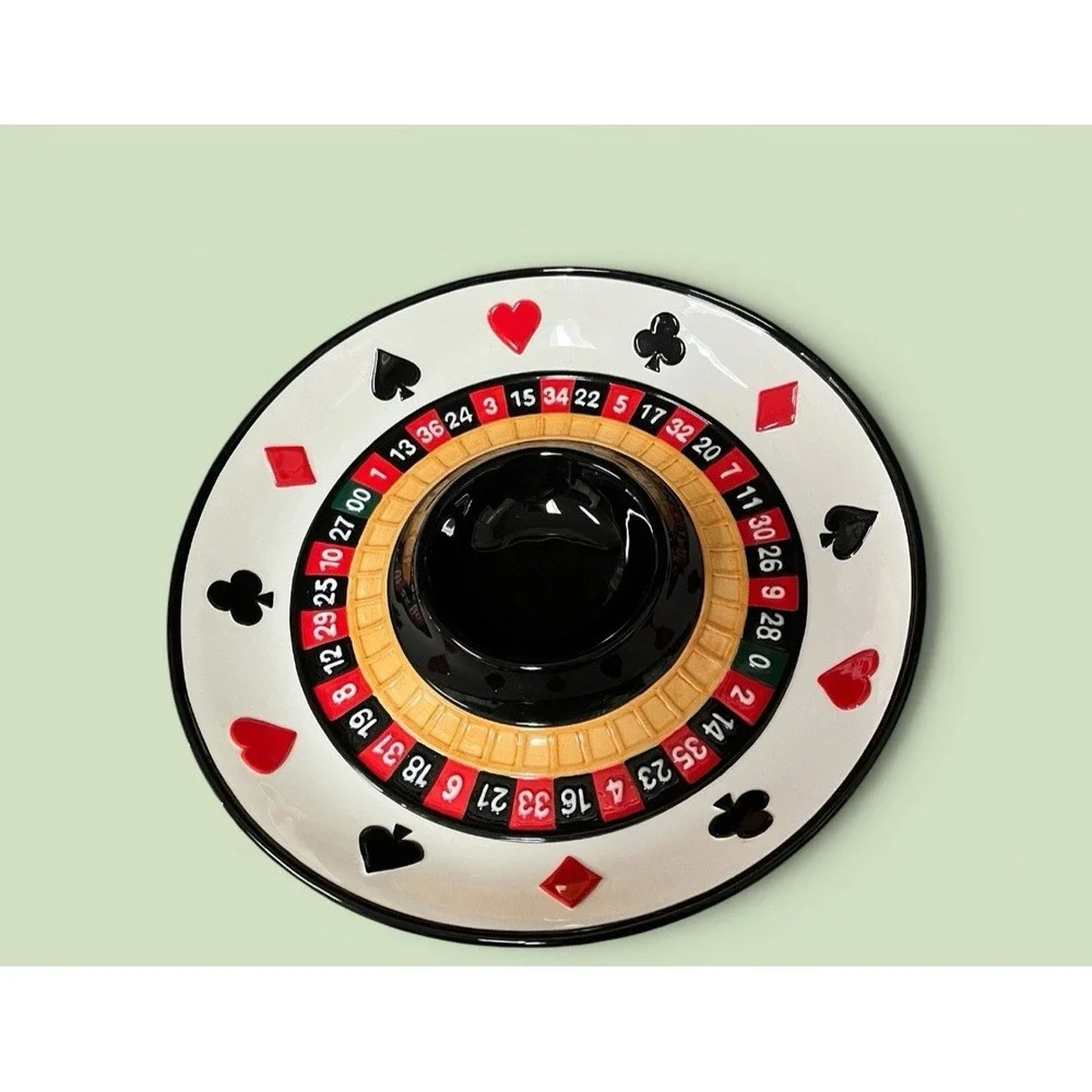 Fitz & Floyd Essentials Game Night Chip &‎ Dip Vegetable Platter Bowl Roulette